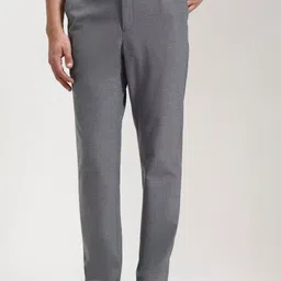 JADE BLUE Men Checked Slim Fit Trousers image 4