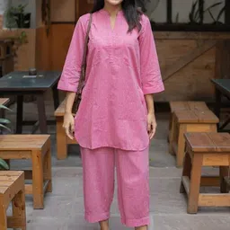 Kesudi Pure Cotton Straight Kurta With Trousers-picture-11