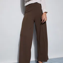 CODE by Lifestyle Women Wide Leg Pleated Easy Wash Trousers-image-47