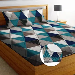HIYANSHI HOME FURNISHING Multicoloured Geometric 330 TC King Bedsheet with 2 Pillow Covers image 3
