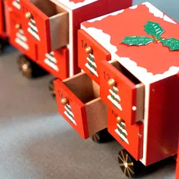 Little Surprise Box LLP Red Wooded 24 Days Bogie Train Shaped Advent Calendar image 2