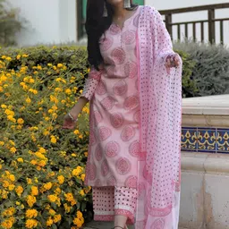 Moda Rapido Women Ethnic Motifs Printed Regular Kurta with Trousers & With Dupatta image 4