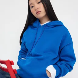 Trendyol Women Solid Hooded Long Sleeves Oversized Sweatshirt-image-64