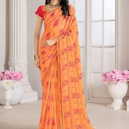 DIVASTRI Floral Beads and Stones Poly Chiffon Designer Saree-picture-30