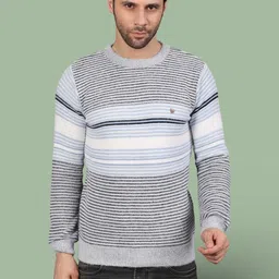 GRACIT Men Striped Woollen Pullover-picture-11