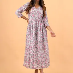 Block N Style Women Floral Print Fit and Flare Maxi Dress-image-22