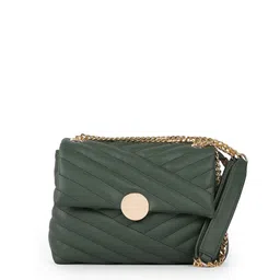 ADISA Women PU Structured Quilted Cross Body Sling Bag with Gold Chain image 4