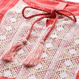 Cottinfab Vertical Stripes Tie-Up Neck Lace Inserts Pure Cotton Longline Top with Palazzos image 2