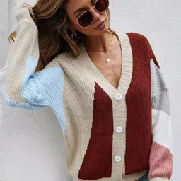 StyleCast Women V-Neck Self Design Long Sleeves Cardigan-picture-11