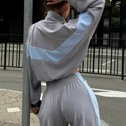 Mast & Harbour Colourblock Crop Sweatshirt With Joggers Co-Ords image 4