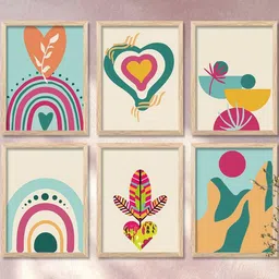 WALLLANE Brown 6 and more Piece Wood Abstract Wall Paintings image 2