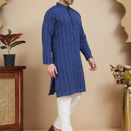Anouk Rustic Geometric Woven Design Mandarin Collar Straight Kurta With Pyjamas image 5