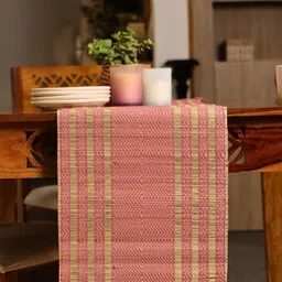 Peepul Tree Beige & Pink Natural Grass Table Runner-picture-7