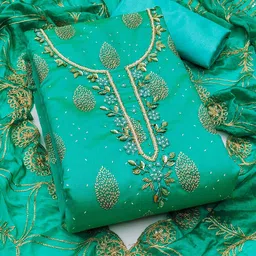 SAINOOR Floral Printed Embellished Semi-Stitched Dress Material-image-84