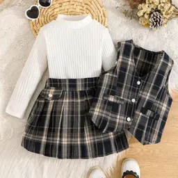 YK Girls Checked T-shirt with Skirt-picture-29