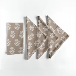 Vargottam Beige & White 12 Pieces Printed Cotton Reusable & Disposable Table Napkins-image-16