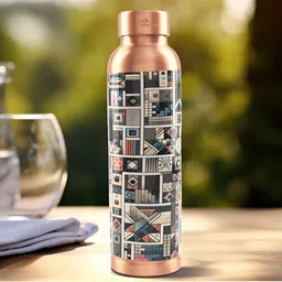 The Better Home Copper-Toned & Black Abstract Printed Copper Water Bottle-950 ml image 3
