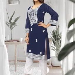 snizvi Women Embroidered Regular Kurta with Palazzos-picture-25