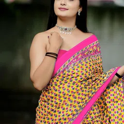 KALINI Ethnic Motifs Silk Cotton Block Print Saree image 4