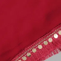vasudev enterprise Chiffon Solid Red Women Dupatta image 3
