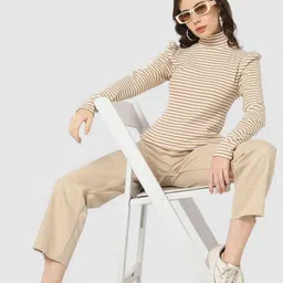 GAP Women Striped High Neck Full Sleeve Top image 5