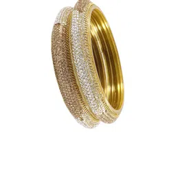 ZULKA Set Of 2 Zircon Gemstone Studded Linked Kada Glass Bangles image 3