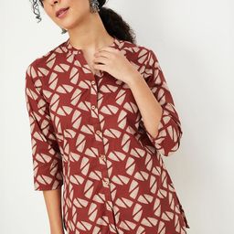 max Abstract Printed Round Neck Three-Quarter Sleeves Kurti-picture-3