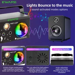 Eware Party DJ Disco Light with Remote– Sound Activated RGB LED Strobe Laser Projector image 2