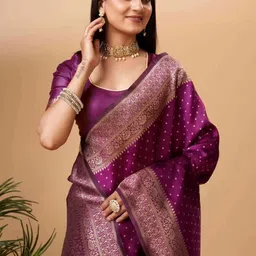 Snofi Creation Ethnic Motifs Woven Design Zari Kanjeevaram Saree image 4