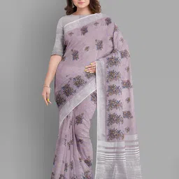 The Chennai Silks Floral Linen Blend Bhagalpuri Saree image 1