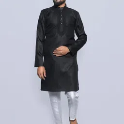 SAISAMARH Men Regular Thread Work Pure Cotton Kurta with Pyjamas-picture-14