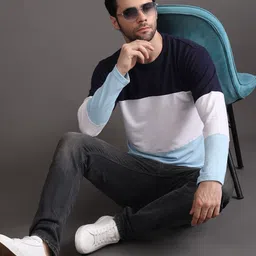 GRACIT Men Colourblocked Pure Cotton T-shirt-image-10