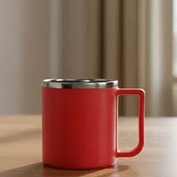 Kuber Industries Red Solid Stainless Steel Glossy Mugs Set of Cups and Mugs-image-99