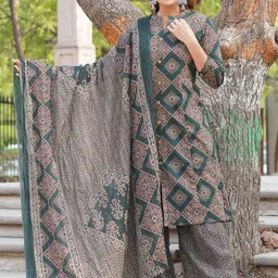 SARAI CREATIONS Women Ethnic Motifs Printed Pure Cotton Kurta with Palazzos & Dupatta-image-27