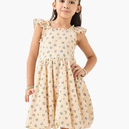 Juniors by Babyshop Girls Floral Micro Print Flutter Sleeve Smocked Balloon Dress-picture-47