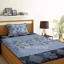 RD TREND Grey 300 TC Single Bedsheet with 1 Pillow Covers-picture-31