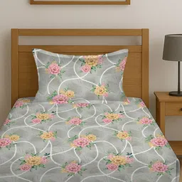 BOMBAY DYEING Epigram Pink Floral Printed Cotton 120 TC Single Bedsheet 1.50 M X 2.24 M image 3