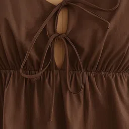 don't be basic Solid V-Neck Tie-Ups Peplum Top image 2