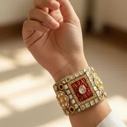 VIVAZS Women Brass Oxidised Gold-Plated Bangle-Style Bracelet-picture-15
