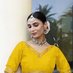 HERE&NOW Silk V-Neck Readymade Saree Blouse-picture-16