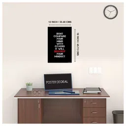 poster deal Don't Compare Your Mind Poster | Motivational Quote Wall Art for Bedroom, Office, | Wall Poster for Home, Office & Garage Decor | Premium Paper Print | Minimalist Paper Print Wall Poster 12 x 18 inch Paper Print image 2