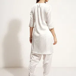 Vishudh Ethnic Motifs Embroidered Regular Round Neck Straight Kurta With Dhoti Pants image 2