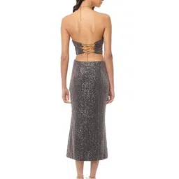 LULU & SKY Sequined Halter Neck Midi Dress image 5