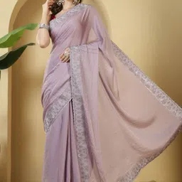 Meena Bazaar Embellished Sequinned Saree With Blouse Piece image 3