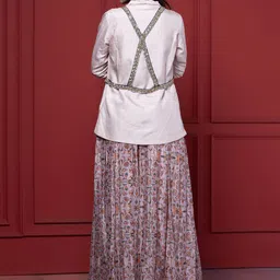 GloballyRonakRBafna Printed Top, Jacket, Palazzo With Belt Co-Ords image 4