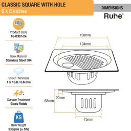 ruhe Floor Stainless Steel Push Down Strainer image 2