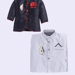 Covetus Kids-Boys Art Silk Solid Kurta Sets image 5