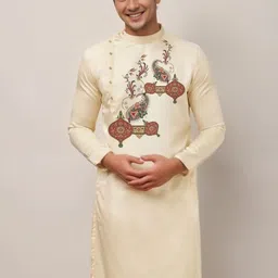DEVOILER Men Printed Sequinned Grandeur & Majestic Artwork Kurta image 4
