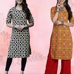 Ethnic basket Women Pack Of 2 Multicoloured Crepe Kurtas-picture-34