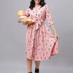 Mammas Maternity Floral Print Maternity Fit & Flare Midi Dress-picture-31